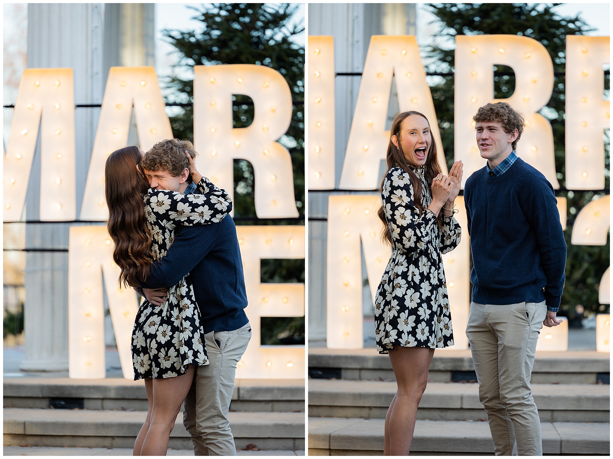 Camden and Olivia hug, and Olivia shows her new ring off to the camera. 