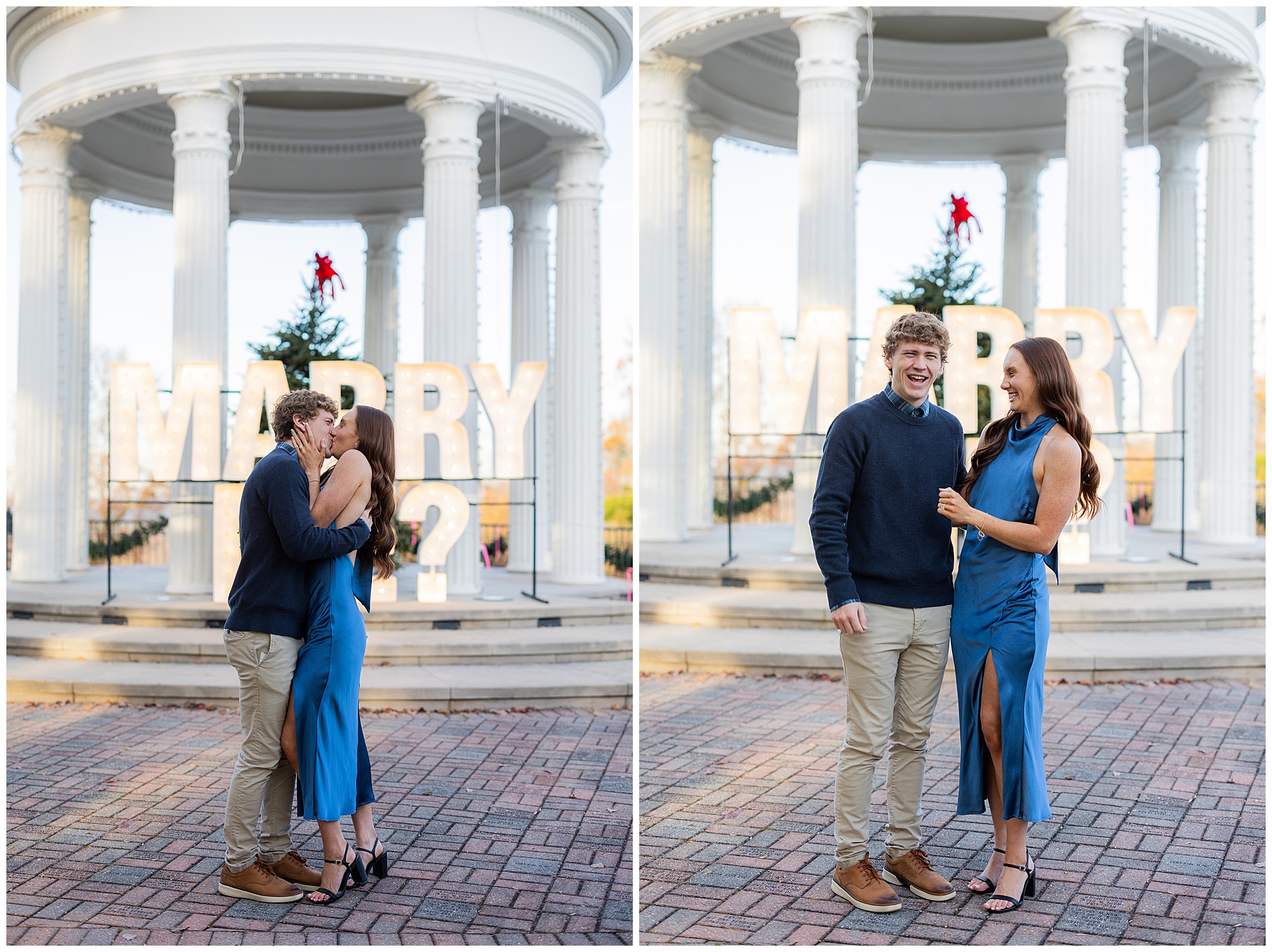 Camden and Olivia kiss in front of the "Marry Me?" sign. 